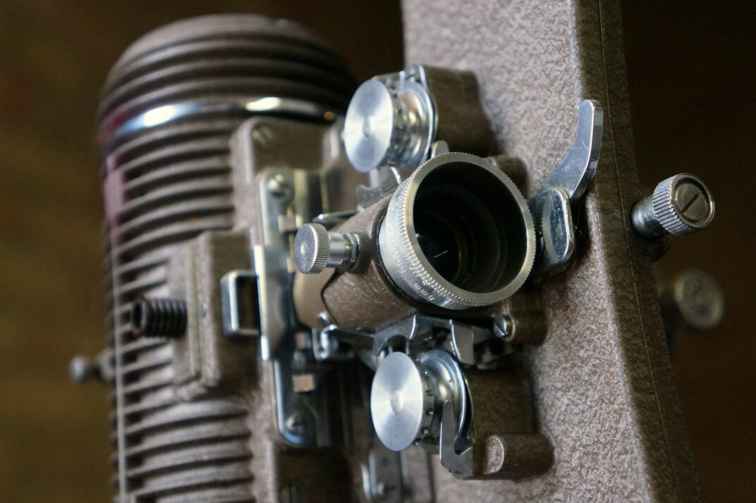 Close-up of a vintage broadcast television camera lens