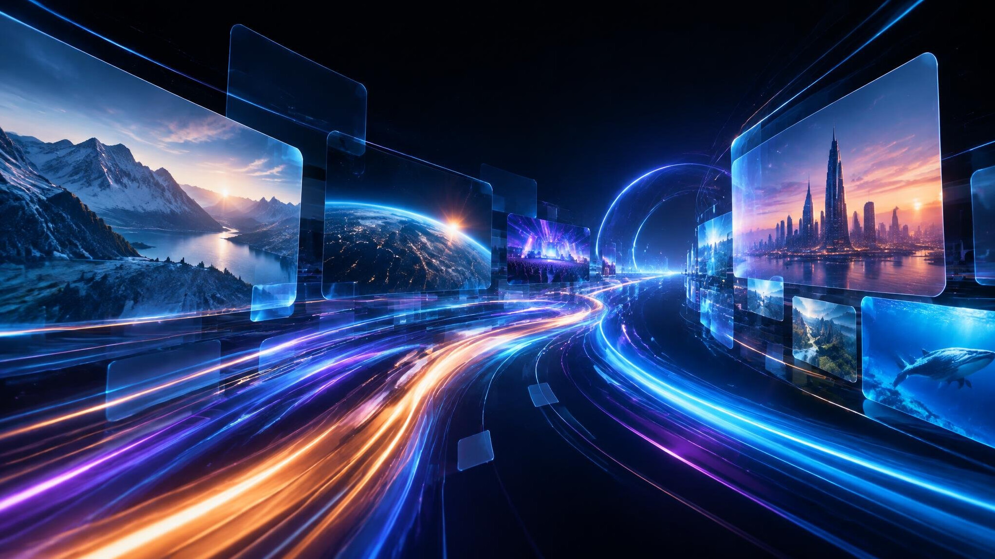 Abstract futuristic media and data visualization concept